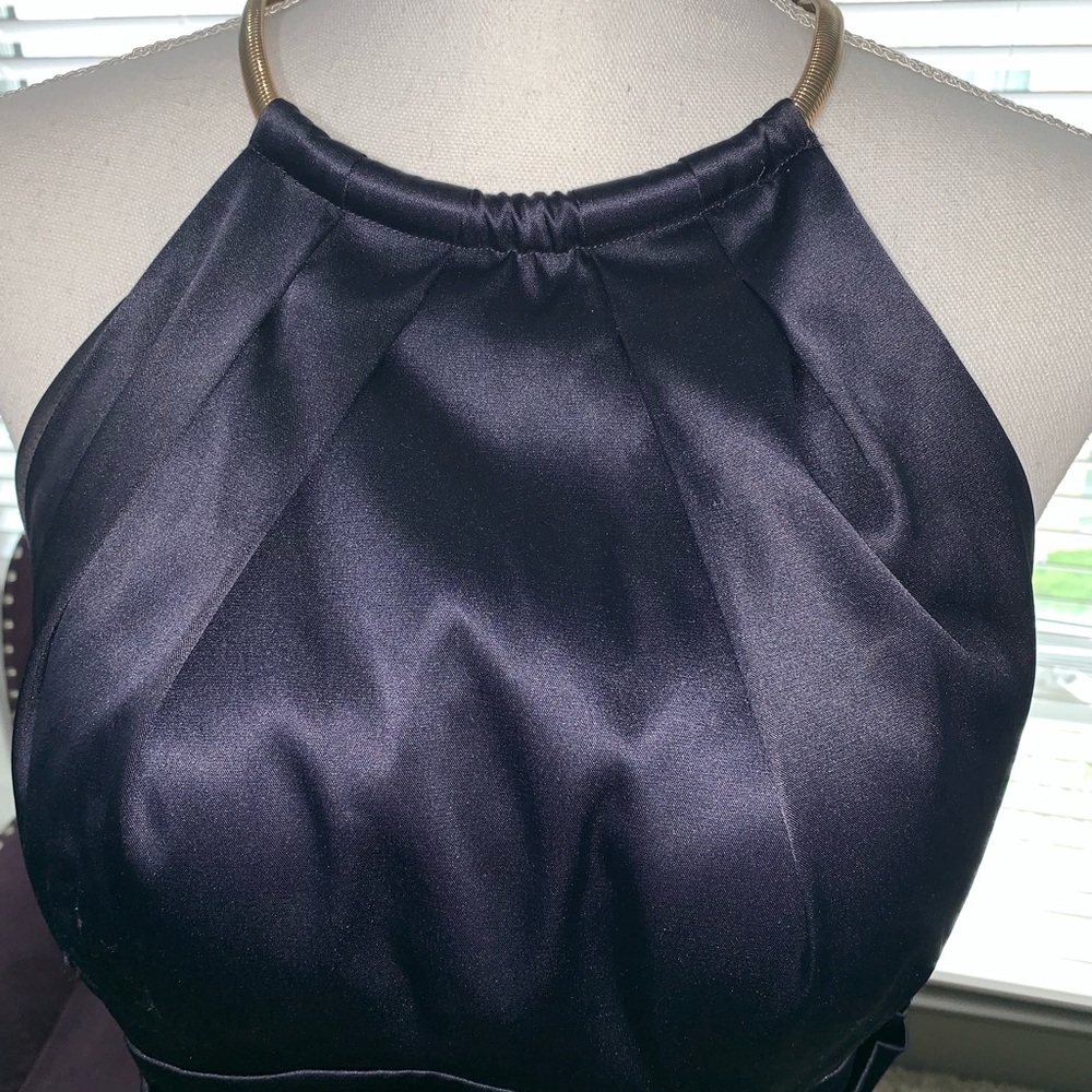 Navy Blue Satin Cocktail Dress